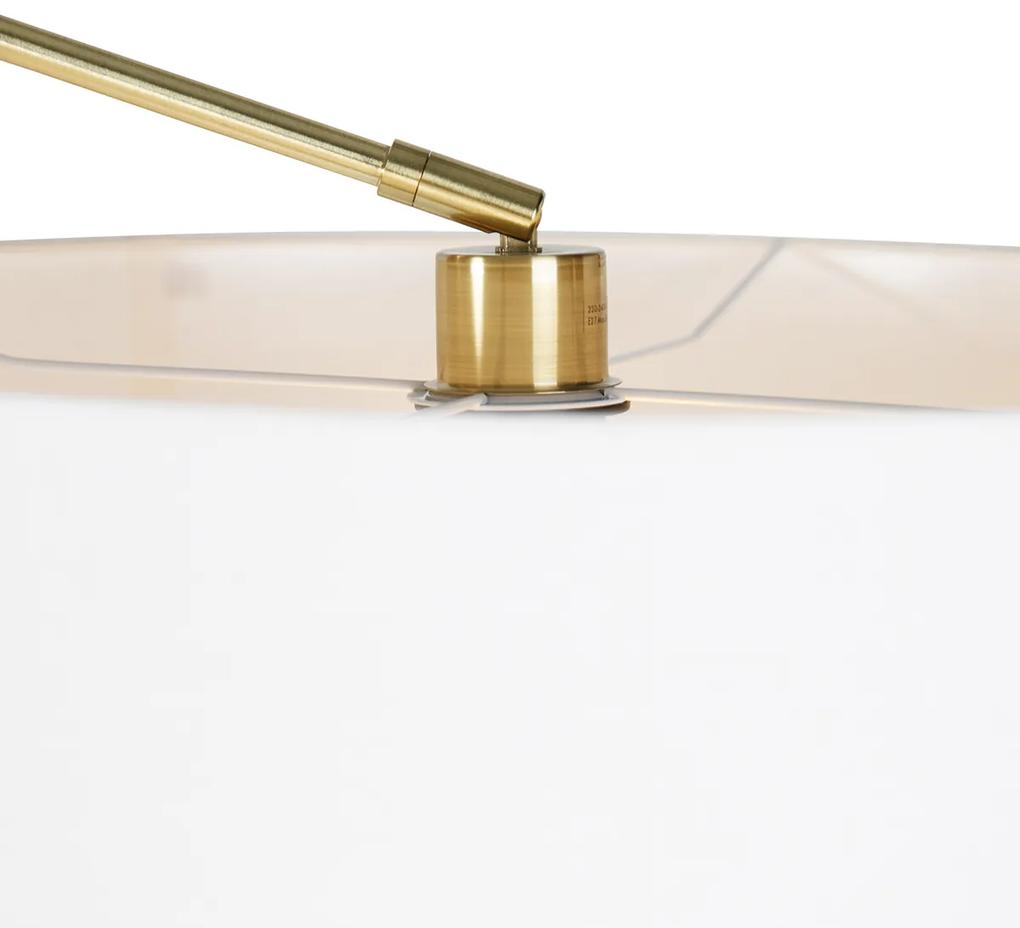 Candeeiro de chão moderno dourado com abajur branco 50 cm regulável - Editor Design,Moderno