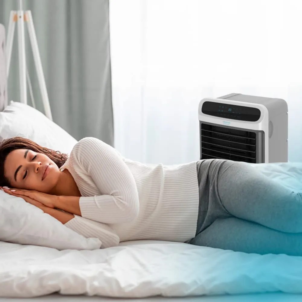 Climatizador EnergySilence PureTech 5500 em 1: Frio, ionizador e ventilador, 12 l, 3 velocidades, controlo remoto, ecrã LCD, fluxo de ar 500 m3/h [Cl