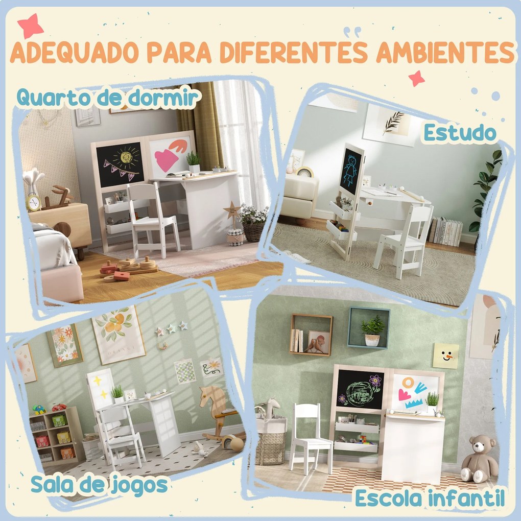 AIYAPLAY Mesa e Cadeira Infantil de 2 Peças Mesa para Crianças com Cad