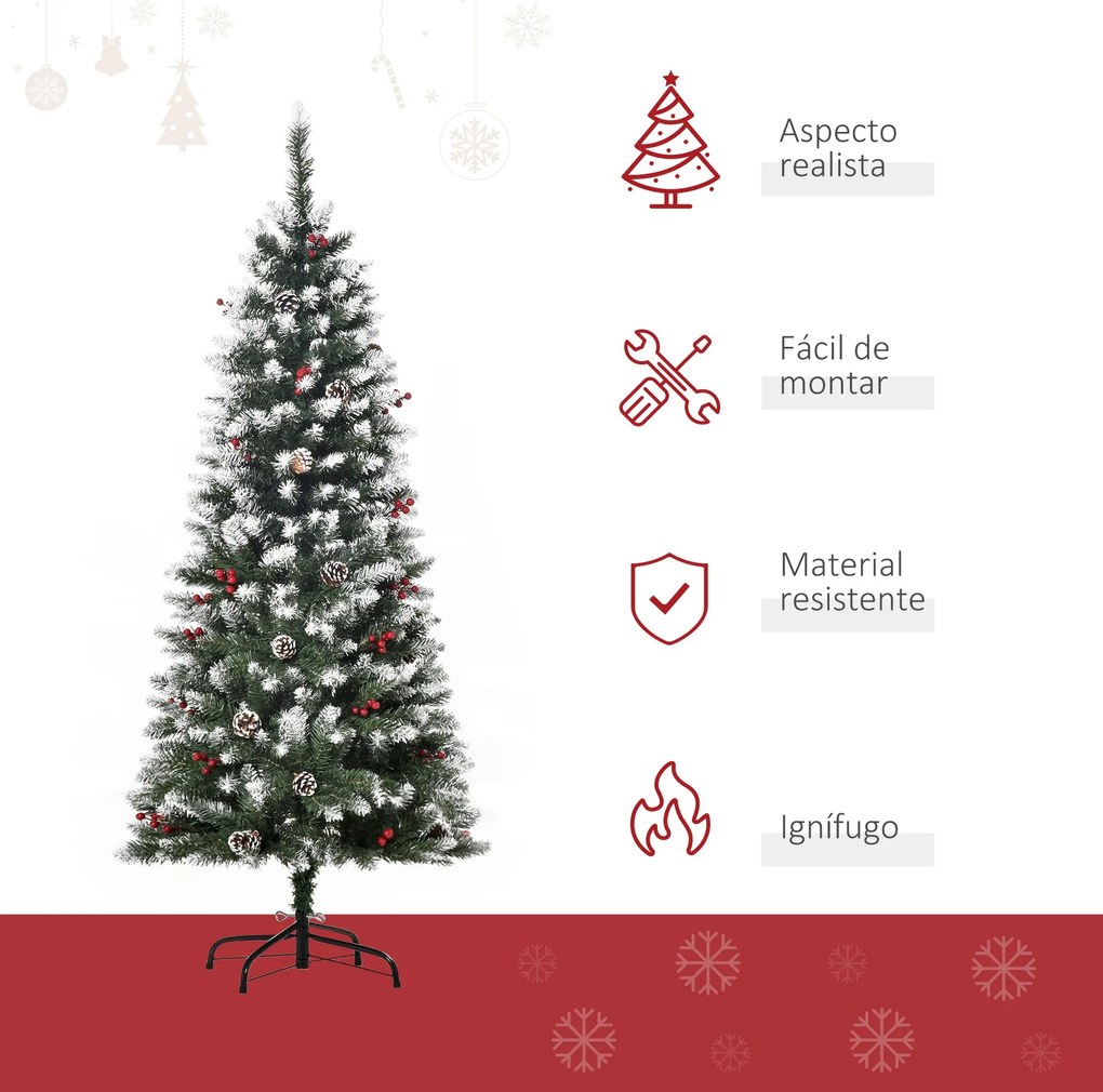 HOMCOM Árvore de Natal Artificial 150cm Ignífugo com 408 Ramos 28 Baga