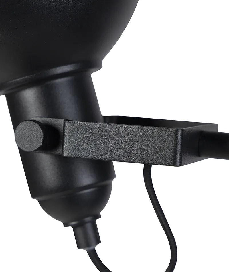 Candeeiro de pé industrial preto com dourado 3-luzes - Tommy Industrial
