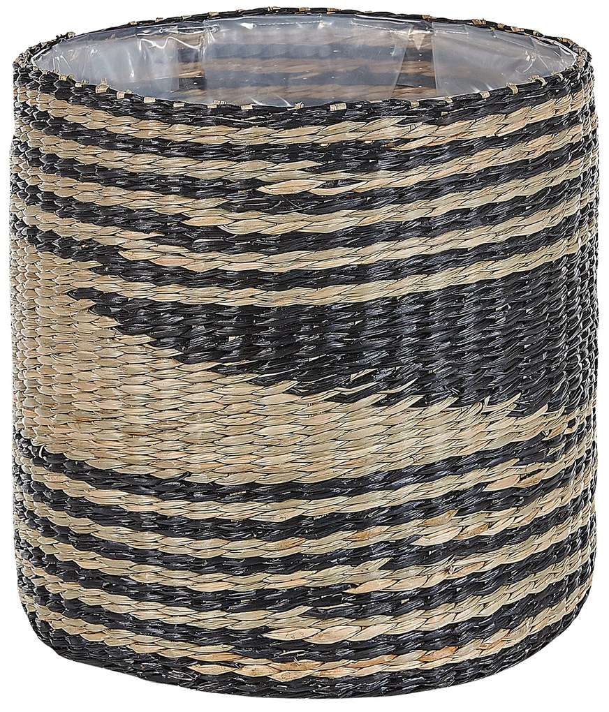 Conjunto de 3 vasos em fibra de algas cor natural e preto RATTAIL Beliani