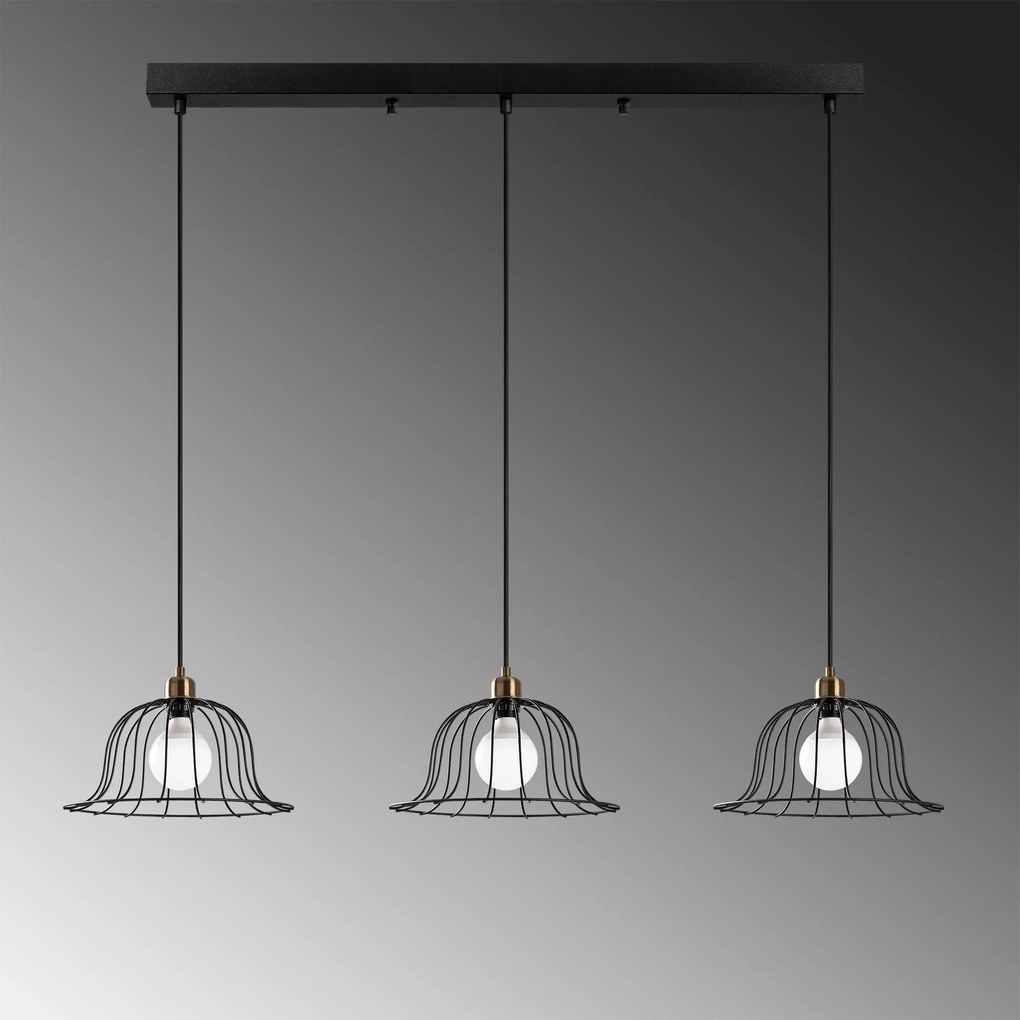 Candeeiro Chandelier Boey – Preto Antigo – 147 x 35 x 31-121 cm