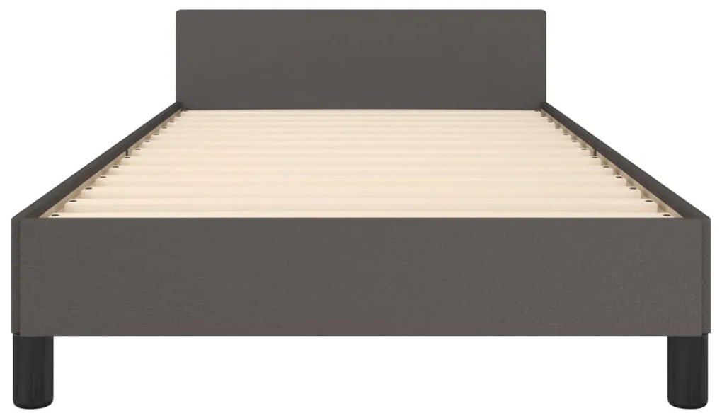 Estrutura de Cama Salu com Cabeceira em Couro Artificial Cinzento - 10