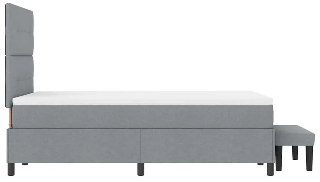 Cama Box Spring com Colchão &amp; Banco Cinza-claro 120x190 cm Tecido