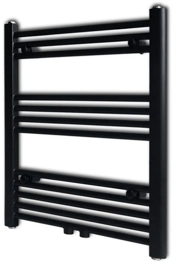 141906 vidaXL Aquecedor toalhas casa de banho liso 600 x 764 mm preto