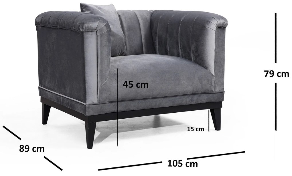 **** Cadeira Wing Trendy – Cinzento Escuro – 105x79x89 cm

**