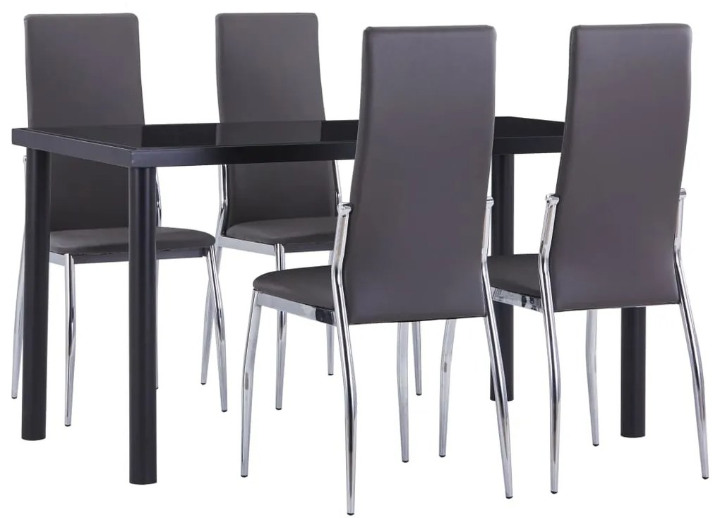 vidaXL 5 pcs conjunto de jantar couro artificial cinzento