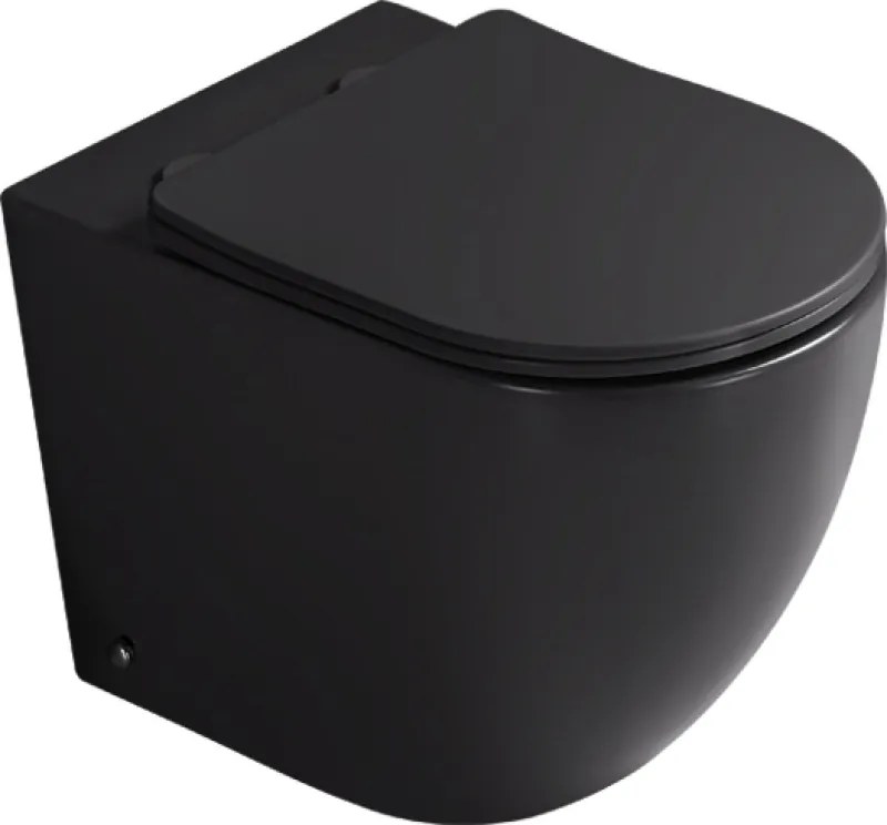 Mexen Lena bacia sanitária de chão Rimless Tornado com tampa de queda suave slim, duroplástico, preto mate - 3222T4085