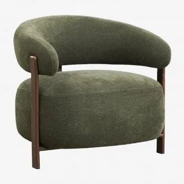 Poltrona Em Tecido Chenille E Ferro Jolie Castanho Madeira Escura & Chenille Verde Sálvia - Sklum