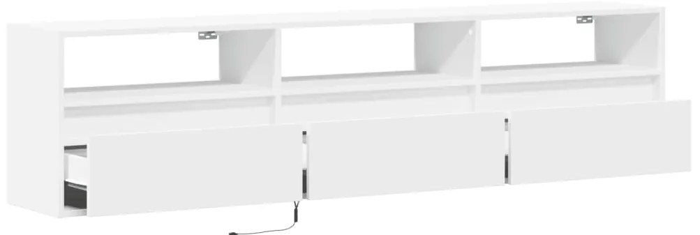 Móvel de parede para TV com luzes LED 180x31x45 cm branco