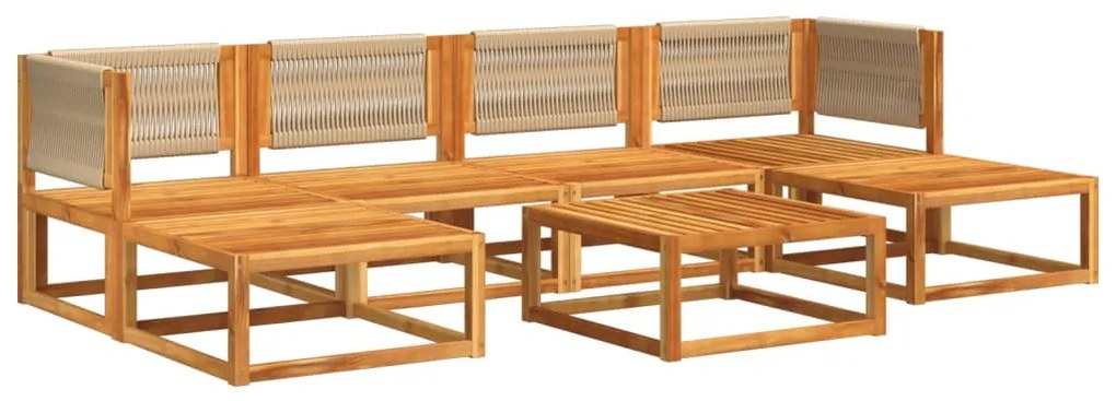 7 pcs conjunto sofás jardim c/almofadões madeira maciça acácia