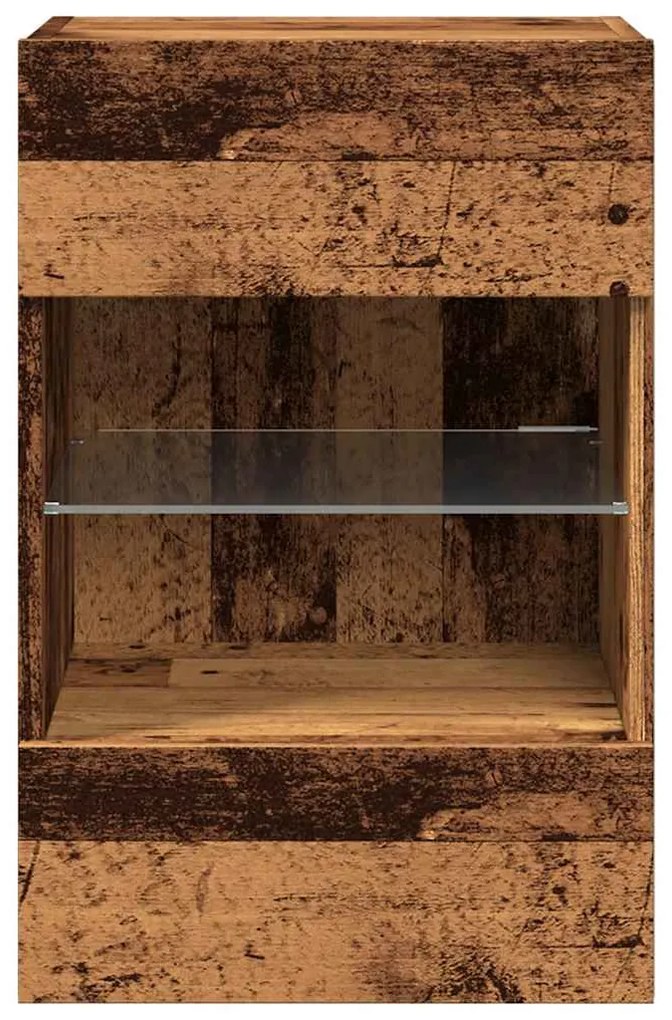 Armários de parede com luzes LED para TV 2 pcs 40x30x60,5 cm madeira v