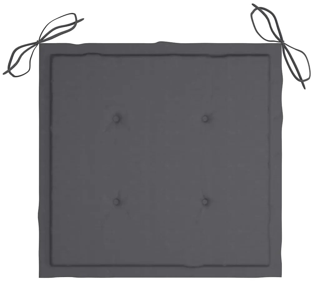 3 pcs conj. jantar dobrável exterior c/ almofadão teca maciça