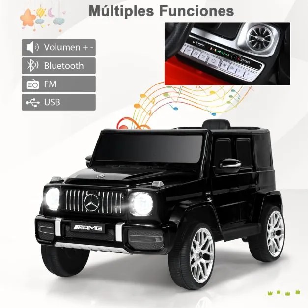 Carro elétrico para crianças 12V Mercedes-Benz G63 bateria com controlo remoto 105,5 x 62 x 54,5 cm Preto