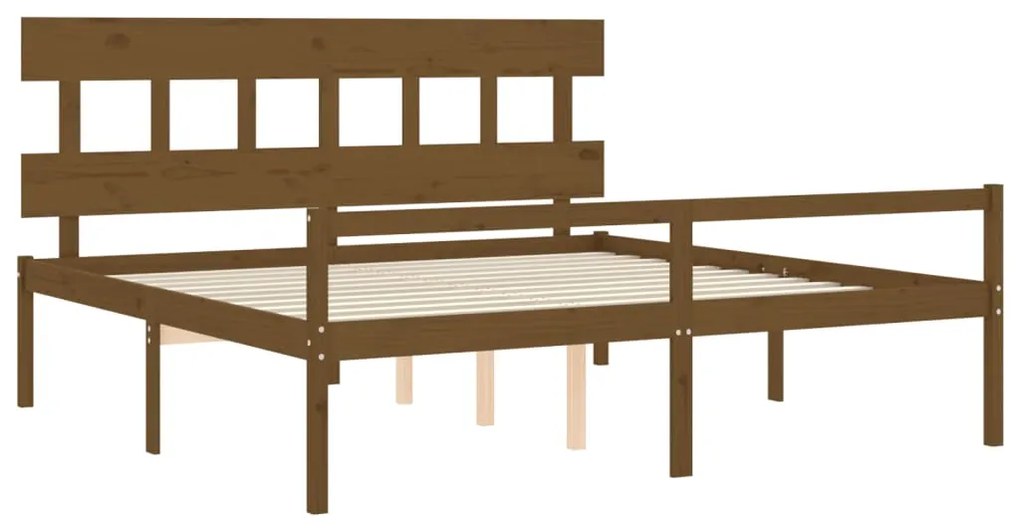 Cama para idosos c/ cabeceira 200x200 cm madeira castanho-mel