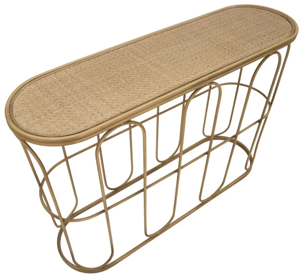 MESA CONSOLA SAMUI 110X32X77 CM COR NATURAL