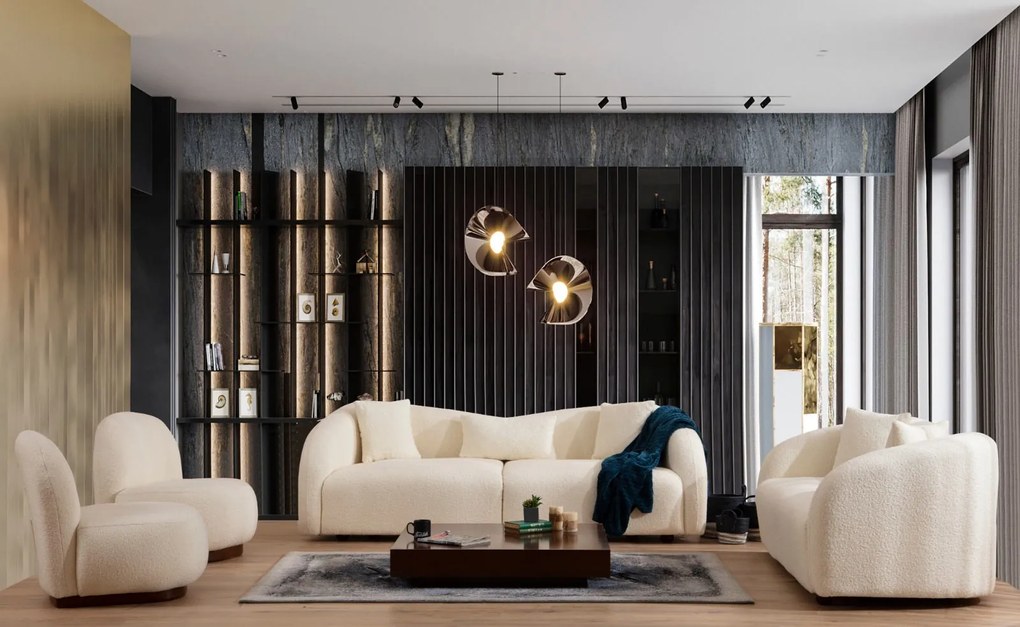 Sofá de 3 Lugares Venedik – Creme – 236 cm x 76 cm x 91 cm