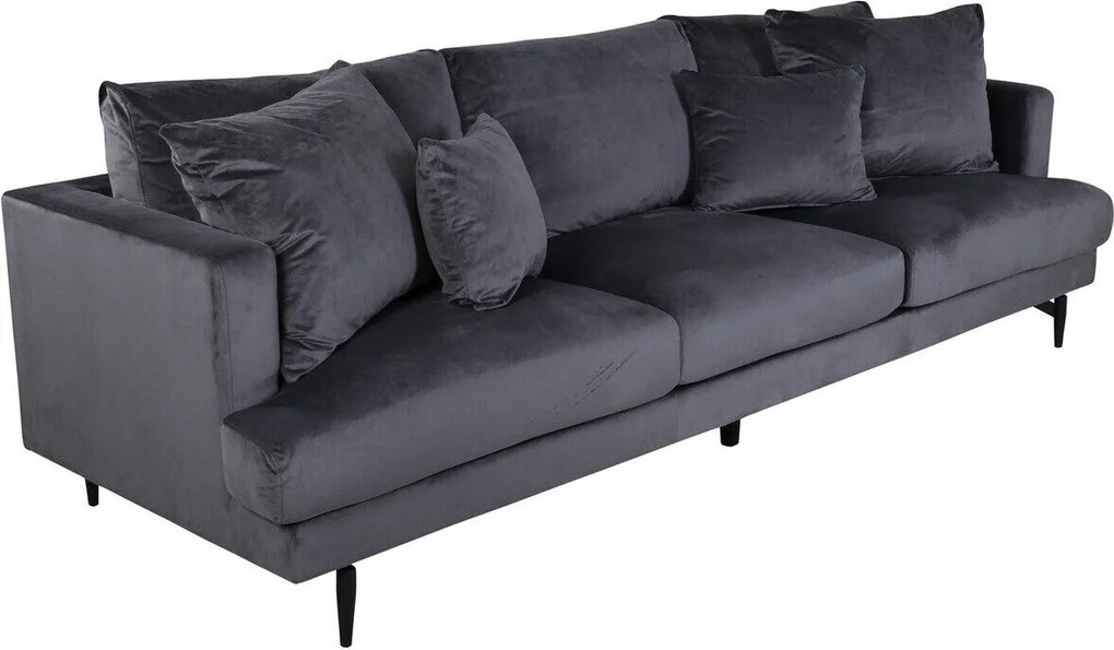 Sofá Dallas 1699, Número de lugares: 4, Cinzento escuro, 255x86x66cm, 52 kg, Tecido, Pernas: Metal