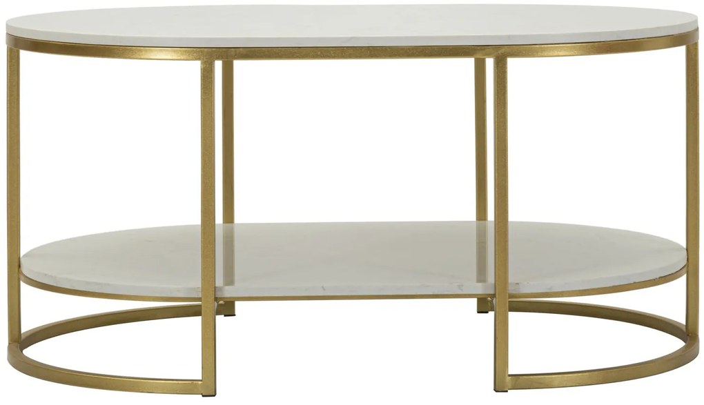 MESA DE CENTRO IZMIR 90X60X45 CM DOURADO E BRANCO