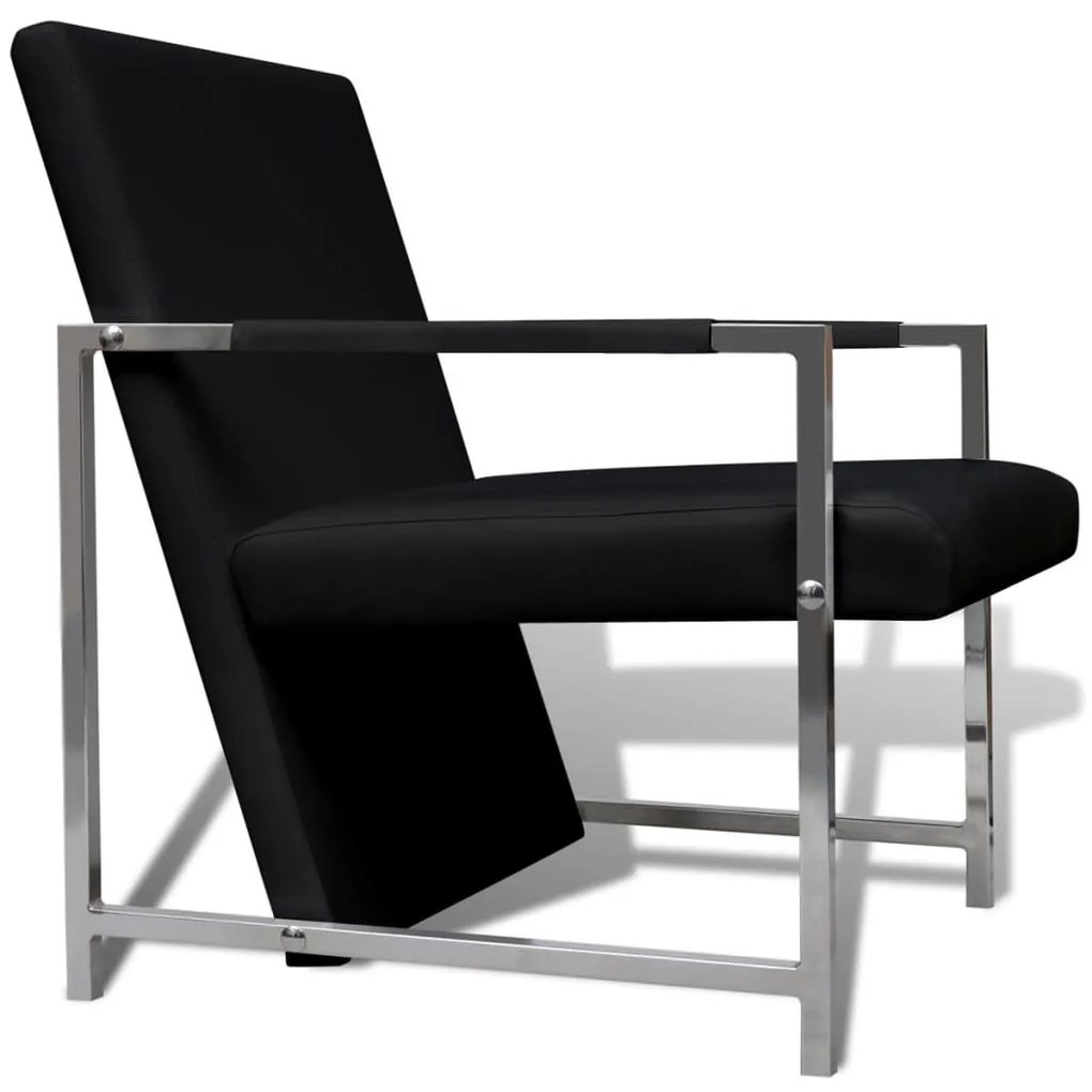 Poltronas com estrutura cromada 2 pcs couro artificial preto