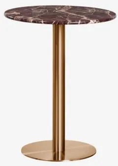 Mesa De Bar Redonda Em Pedra Natural Xiren Ø60 Cm & Mármore Vermelho Cherry Gold & Ouro Rosa Escovado - Sklum