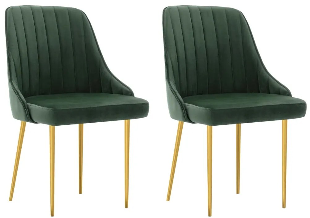 vidaXL Cadeiras de jantar 2 pcs veludo verde-escuro