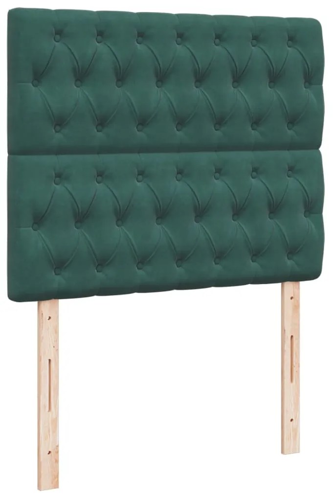 Cama boxspring com colchão 120x190 cm veludo verde-escuro