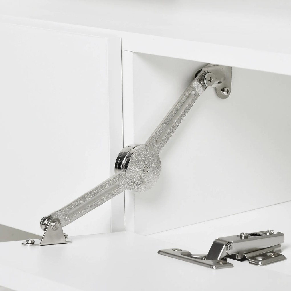 HOMCOM Móvel de TV para Sala de Estar Móvel para Televisor 180x33,5x42cm e 2 Prateleiras de Parede 65x20x20cm Branco