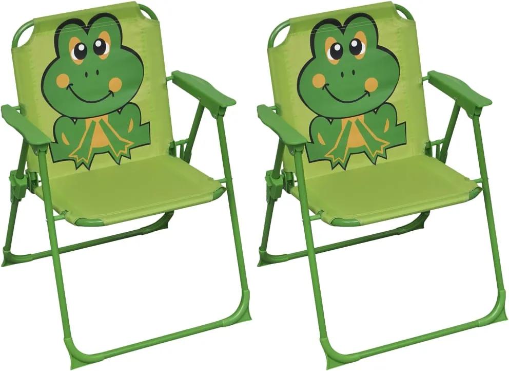 Cadeiras de jardim infantis 2 pcs tecido verde