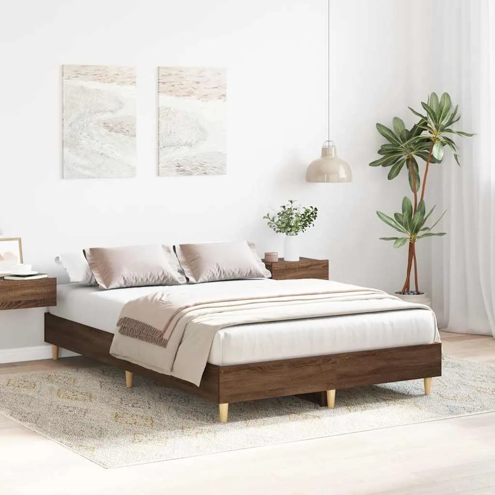 Estrutura de cama sem colchão 140x190 cm carvalho castanho