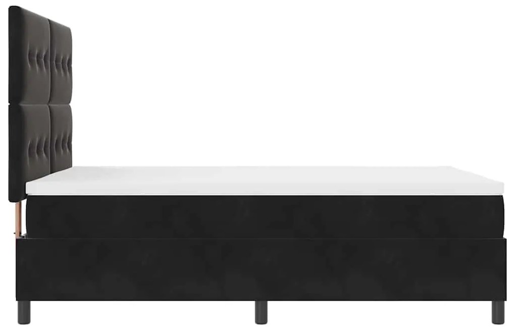 Cama Box Spring vidaXL com Colchão e LED Preto 140x200 cm Veludo