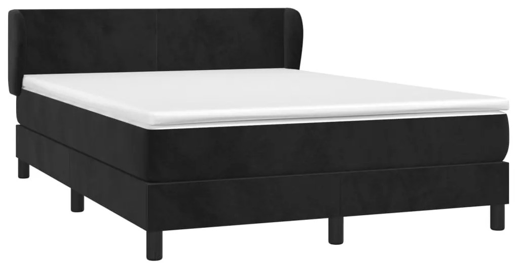 Cama com molas/colchão 140x190 cm veludo preto