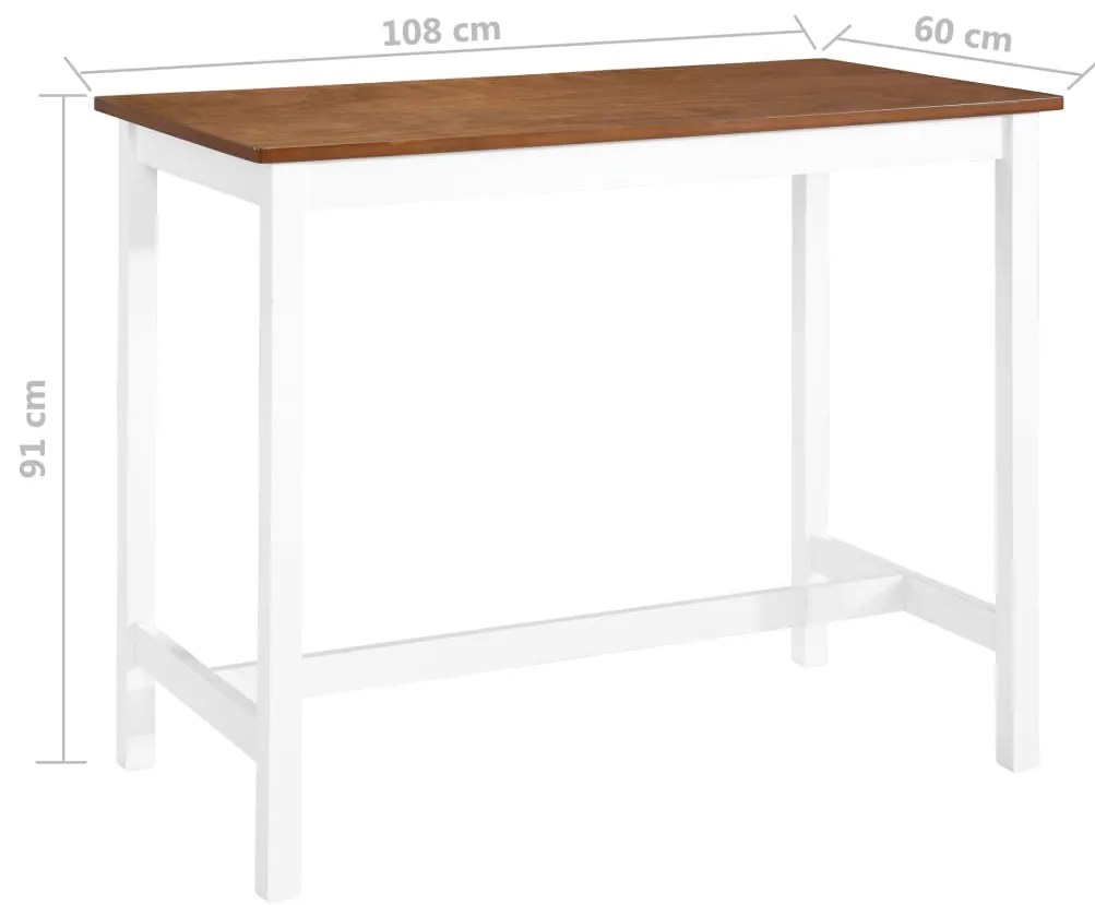 Mesa de bar em madeira maciça 108x60x91 cm