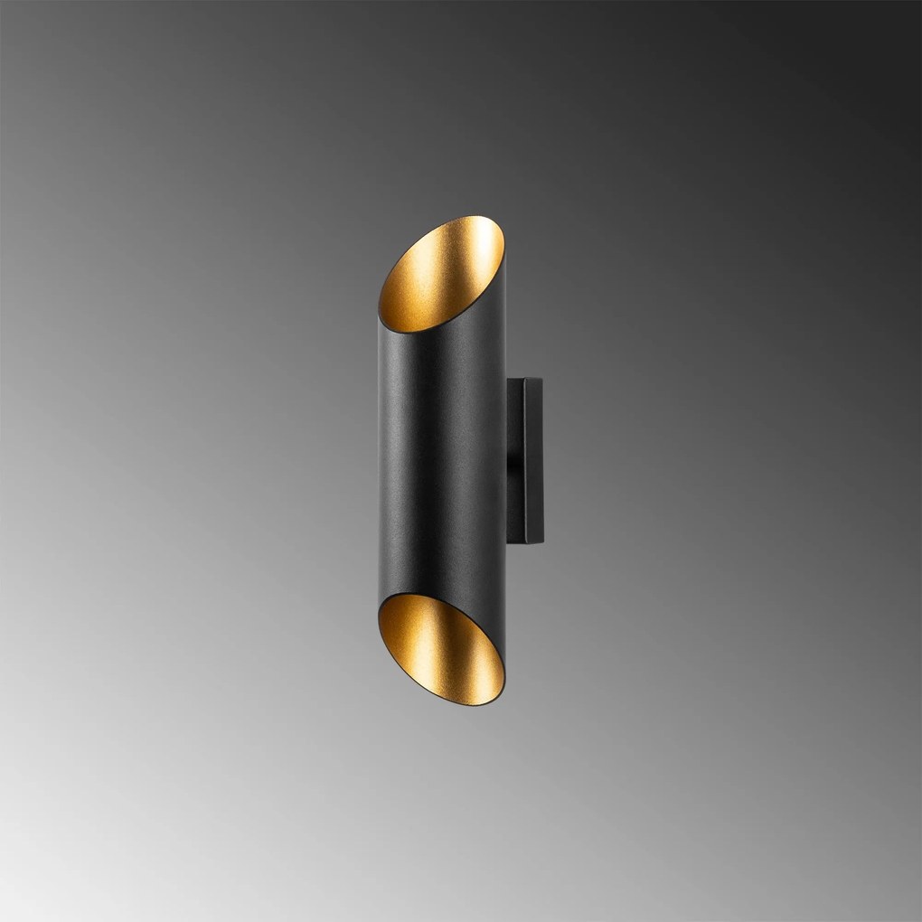 Aplique de Parede Cut – Preto/Dourado – 8 x 12 x 30 cm