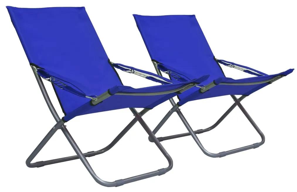 47902 vidaXL Cadeiras de praia dobráveis 2 pcs tecido azul