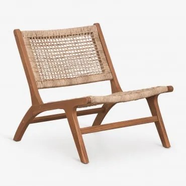 Poltrona Em Madeira De Acácia E Rattan Sintético Verlian Castanho Acácia - Sklum