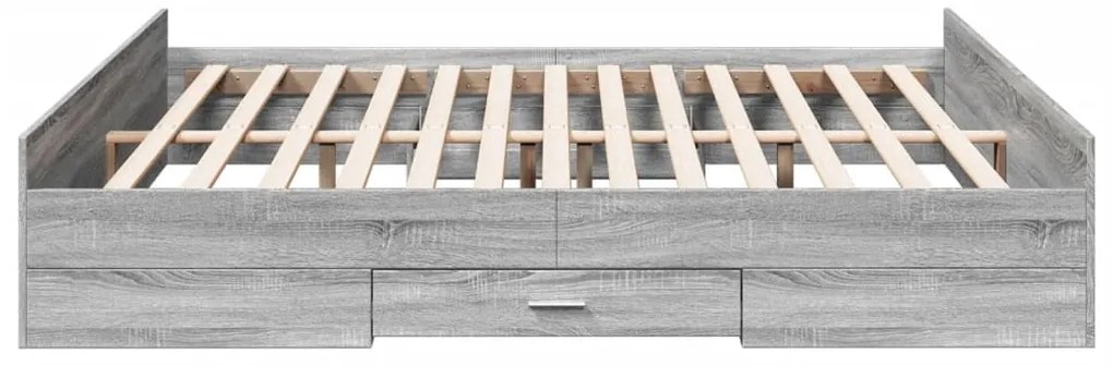 Estrutura de cama c/ gavetas derivados madeira cinza sonoma