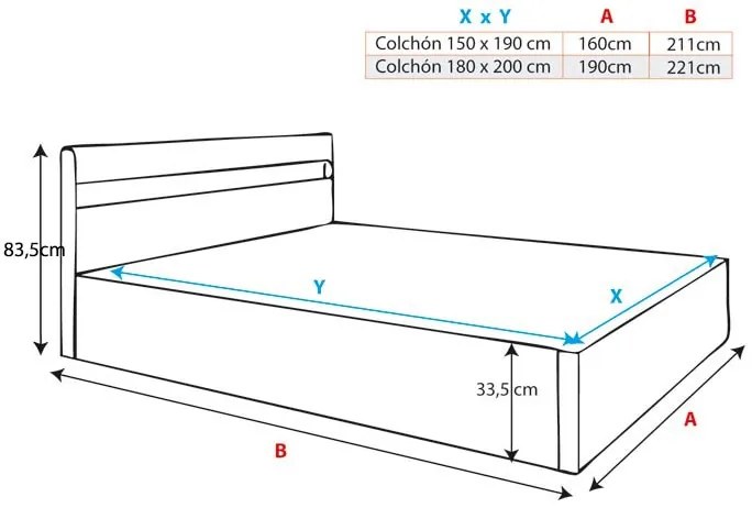 Cama Hidráulica com Arrumação "Adal" - Preto - 180x200cm - Design Mode