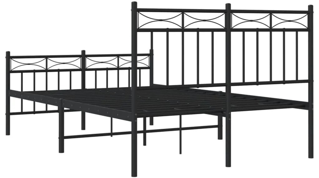 Estrutura de cama com cabeceira e pés 120x200 cm metal preto