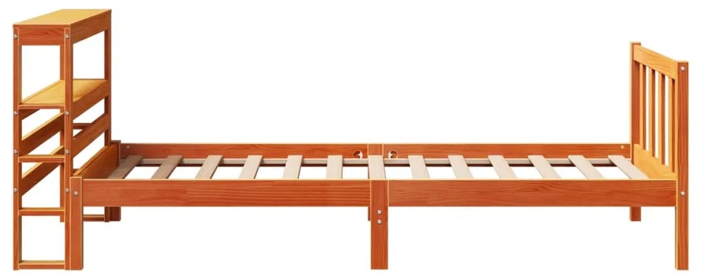 Estrutura cama c/ cabeceira 100x200cm pinho maciço castanho-mel