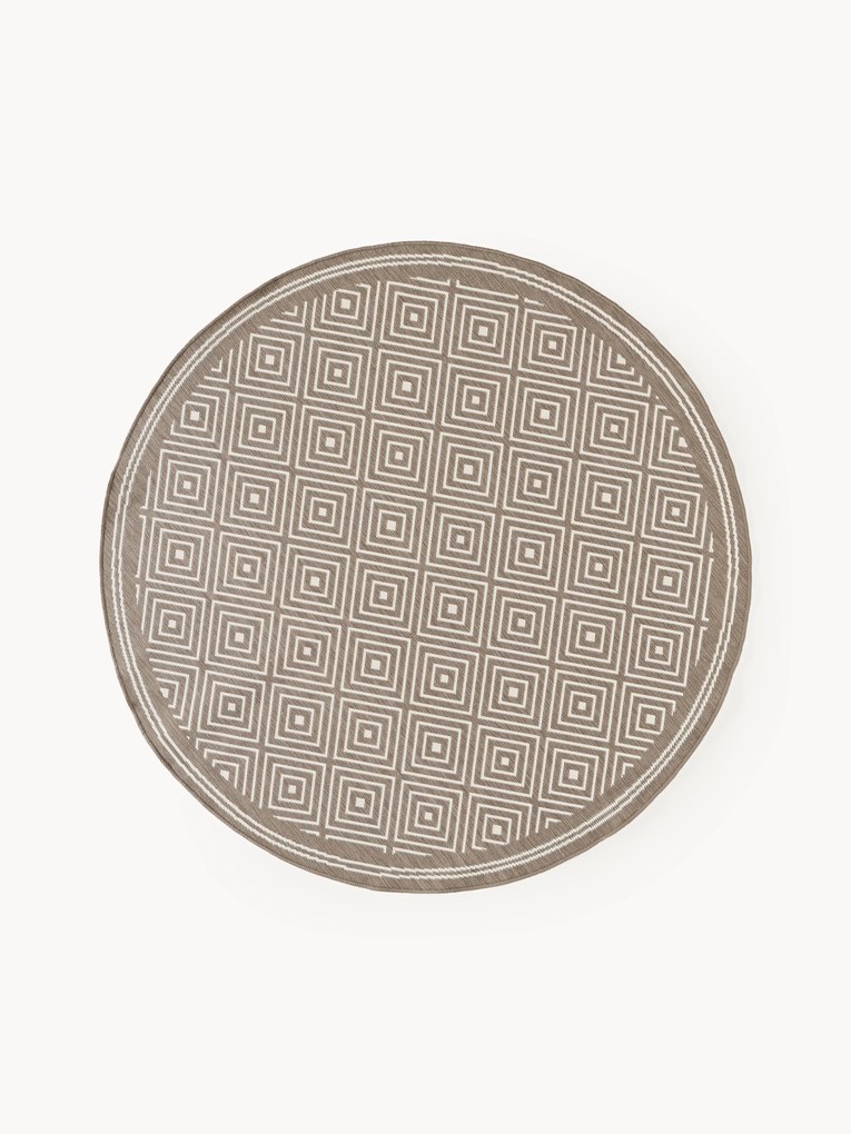 Tapete redondo reversível para interior e exterior com padrão de losangos Reddy
