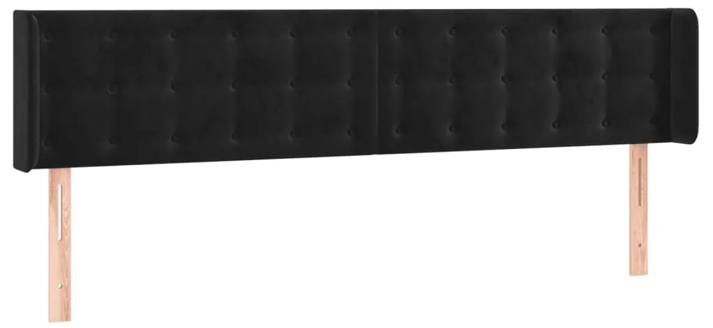 Cabeceira de cama c/ luzes LED veludo 203x16x78/88 cm preto
