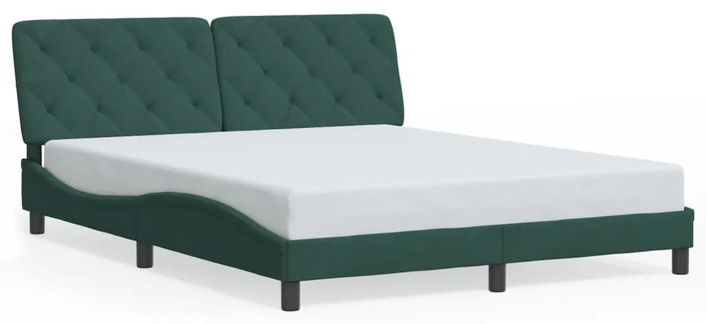 Estrutura de cama c/ luzes LED 160x200 cm veludo verde-escuro