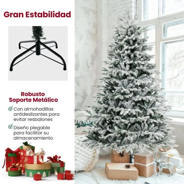 Árvore de Natal artificial pré-iluminada de 215 cm com 450 luzes LED brancas quentes (ENFEITES NÃO INCLUIDOS) verde e branca