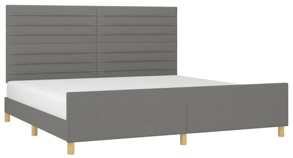 Estrutura de cama sem colchão 200x200 cm tecido cinzento-escuro