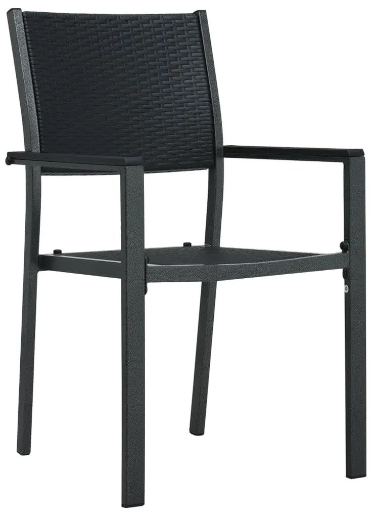 3 pcs conjunto de jantar para jardim preto