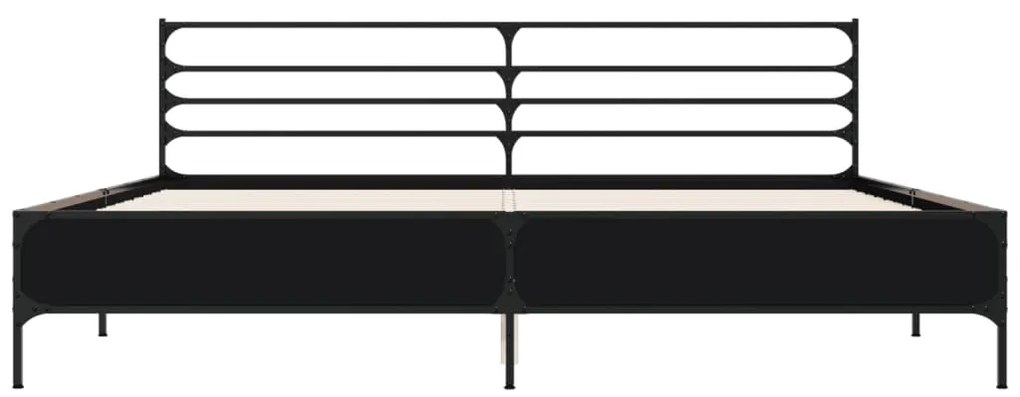 Estrutura de cama 180x200 cm derivados de madeira/metal preto