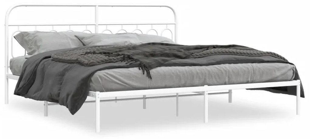 Estrutura de cama com cabeceira 200x200 cm metal branco