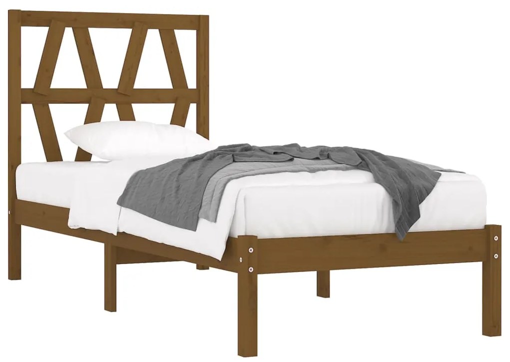 Estrutura de cama 100x200 cm madeira pinho maciço castanho mel